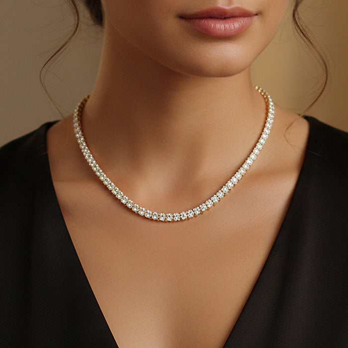 18K Gold Zirconia Tennis Necklace