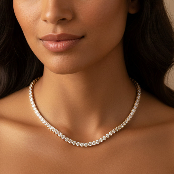 18K Gold Zirconia Tennis Necklace