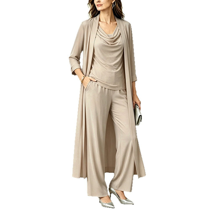 3-Piece Cardigan, Top & Wide Leg Pants Set