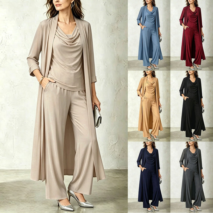 3-Piece Cardigan, Top & Wide Leg Pants Set
