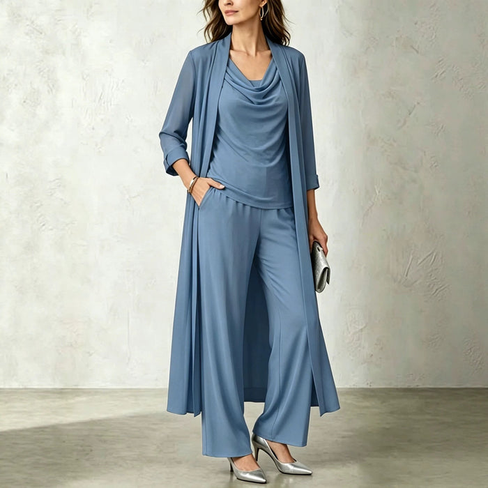 3-Piece Cardigan, Top & Wide Leg Pants Set