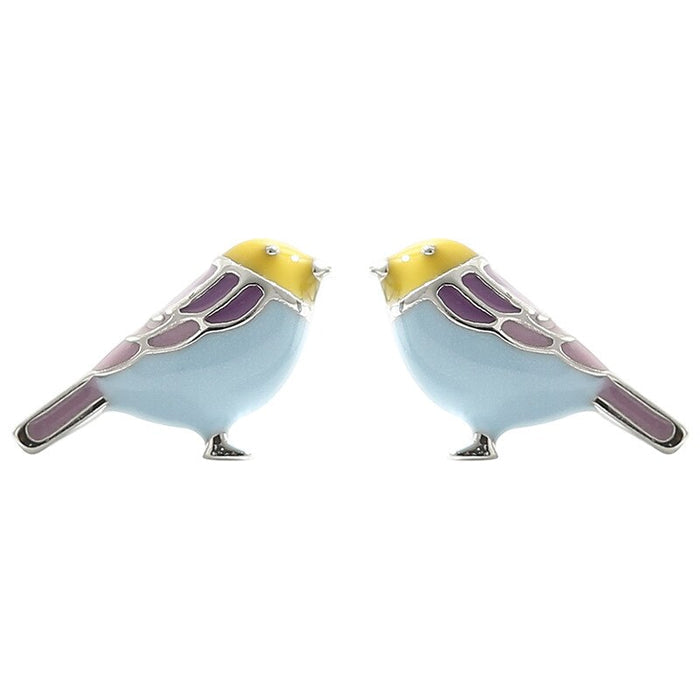 925 Sterling Silver Colored Bird Stud Earrings For Women Beautiful Jewelry
