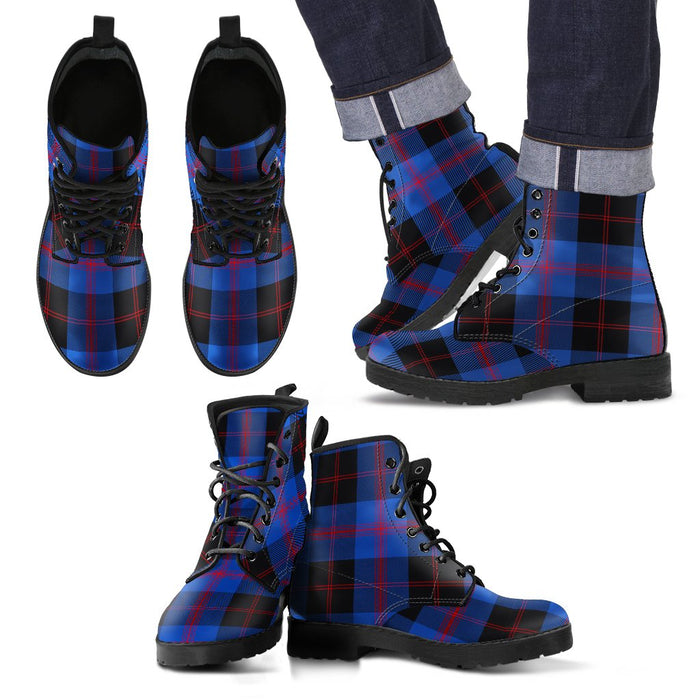 Angus Modern Tartan Leather Boots Footwear Shoes