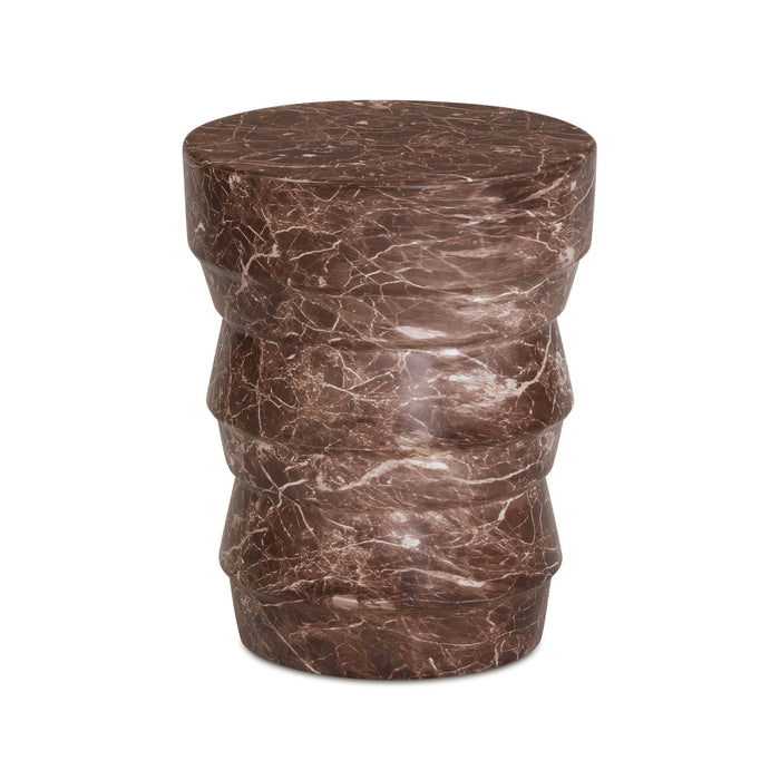 Ayon Faux Red Levanto Marble Indoor/Outdoor Concrete Side Table
