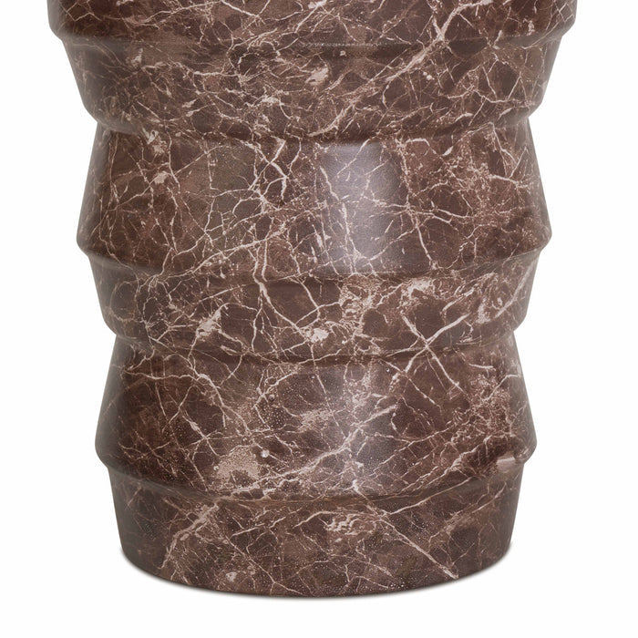 Ayon Faux Red Levanto Marble Indoor/Outdoor Concrete Side Table
