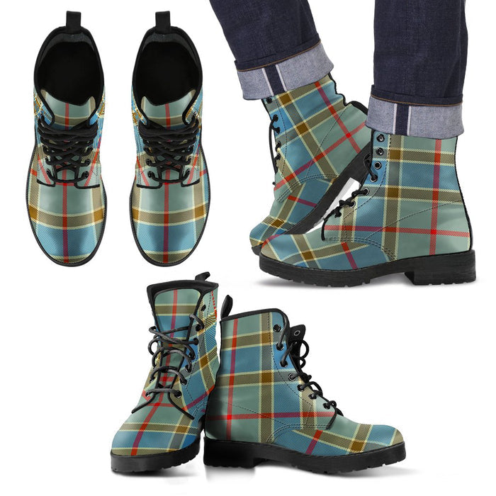 Balfour Blue Tartan Leather Boots Footwear Shoes