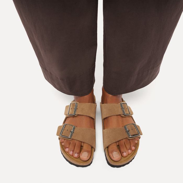 Birkenstock Arizona Slide Sandal (Men) - Dark Tea Suede Sandal - Slide - The Heel Shoe Fitters