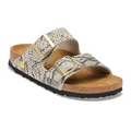 Birkenstock Arizona Slide Sandal (Women) - Snake Print Oyster Suede Sandal - Slide - The Heel Shoe Fitters
