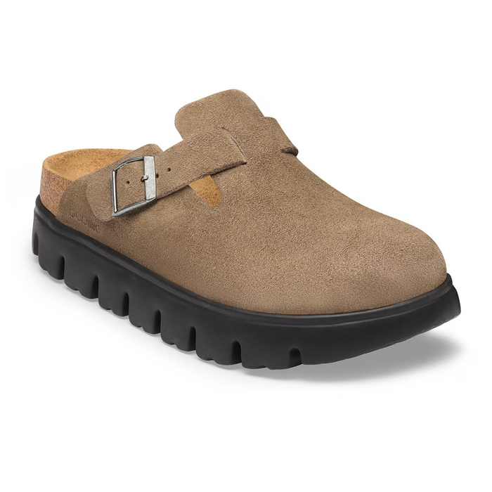 Birkenstock Boston Chunky Clog (Women) - Gray Taupe Suede Dress-Casual - Clogs & Mules - The Heel Shoe Fitters