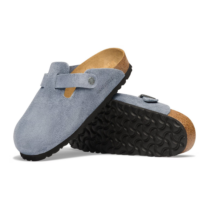 Birkenstock Boston Clog (Men) - Stone Blue Suede Dress-Casual - Clogs & Mules - The Heel Shoe Fitters