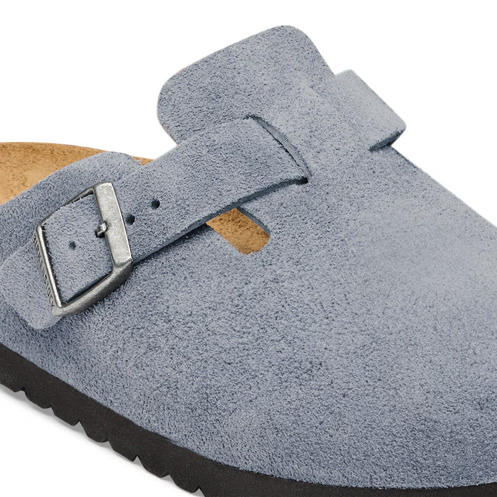 Birkenstock Boston Clog (Men) - Stone Blue Suede Dress-Casual - Clogs & Mules - The Heel Shoe Fitters