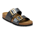 Birkenstock Sydney Luxe Buckle Slide Sandal (Women) - Metallic Black Birko-Flor Sandal - Slide - The Heel Shoe Fitters