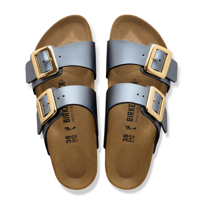 Birkenstock Sydney Luxe Buckle Slide Sandal (Women) - Metallic Black Birko-Flor Sandal - Slide - The Heel Shoe Fitters