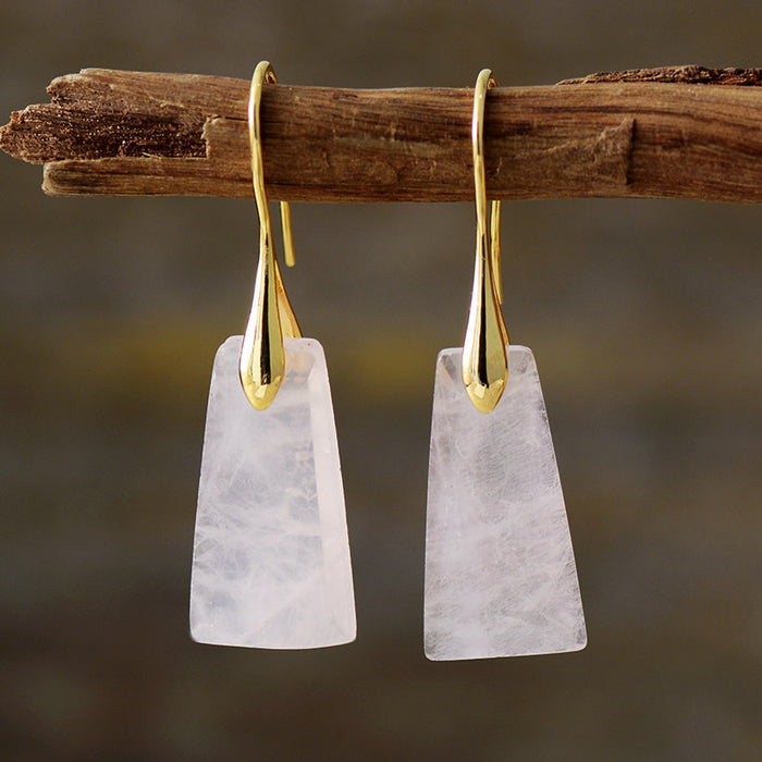 Bohemian Natural Stone Geometric Pendant Earrings