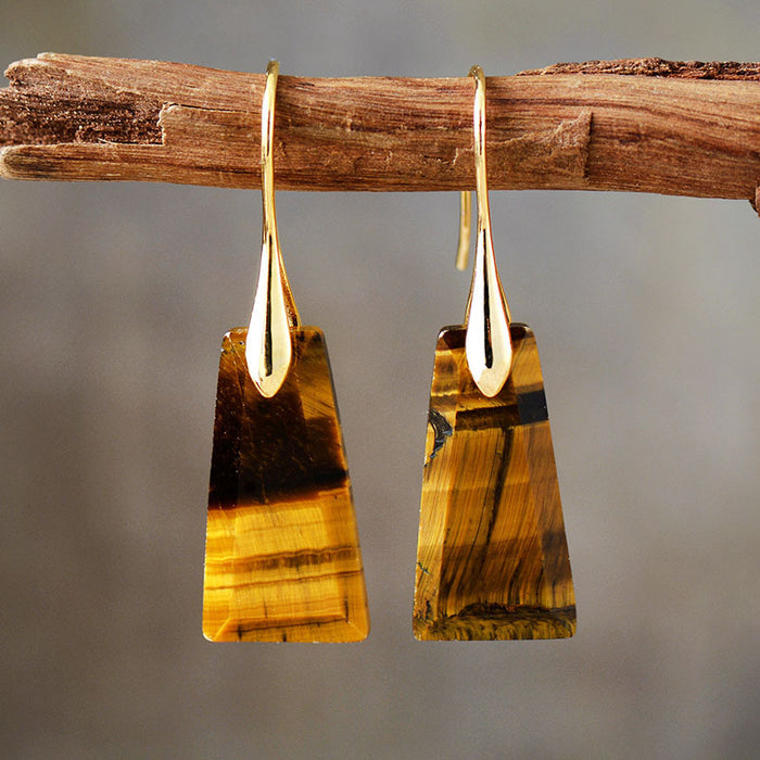 Bohemian Natural Stone Geometric Pendant Earrings