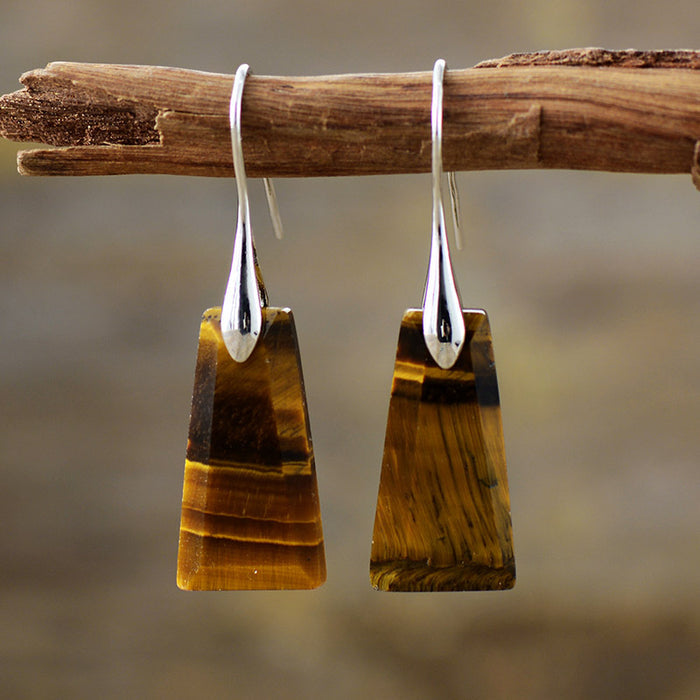 Bohemian Natural Stone Geometric Pendant Earrings