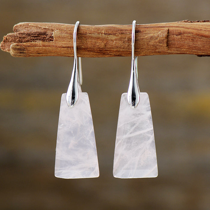 Bohemian Natural Stone Geometric Pendant Earrings