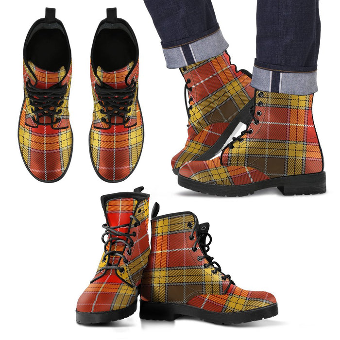 Buchanan Old Set Weathered Tartan Leather Boots Footwear Shoes
