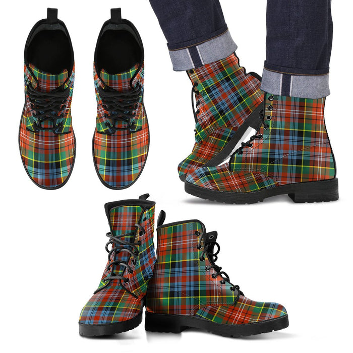 Caledonia Ancient Tartan Leather Boots Footwear Shoes