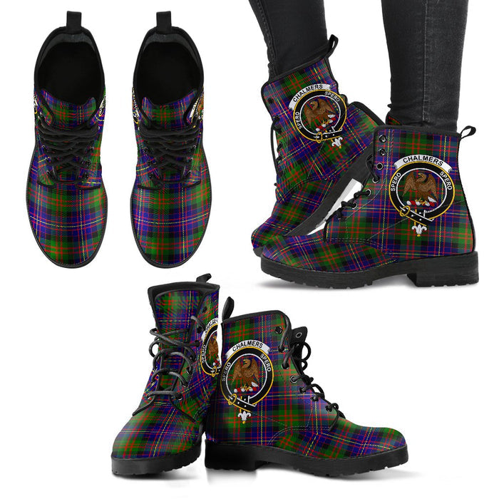Chalmers Modern Tartan Clan Badge Leather Boots
