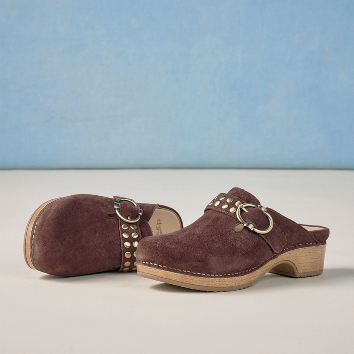 Dansko Branson Clog (Women) - Mahogany Suede Dress-Casual - Clogs & Mules - The Heel Shoe Fitters
