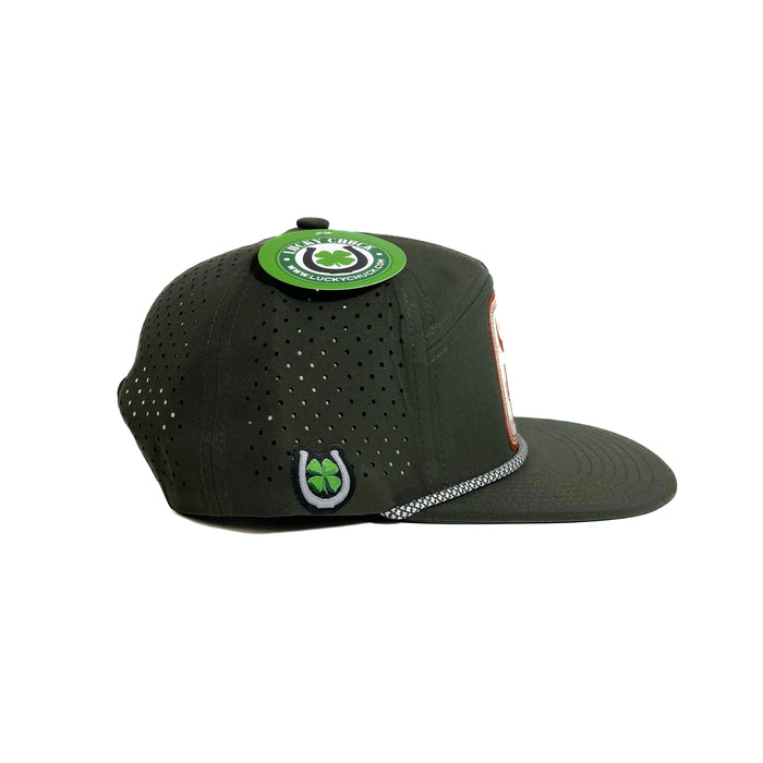 Desert Dreamer Patch 7 Panel Hat with Rope - Dark Green