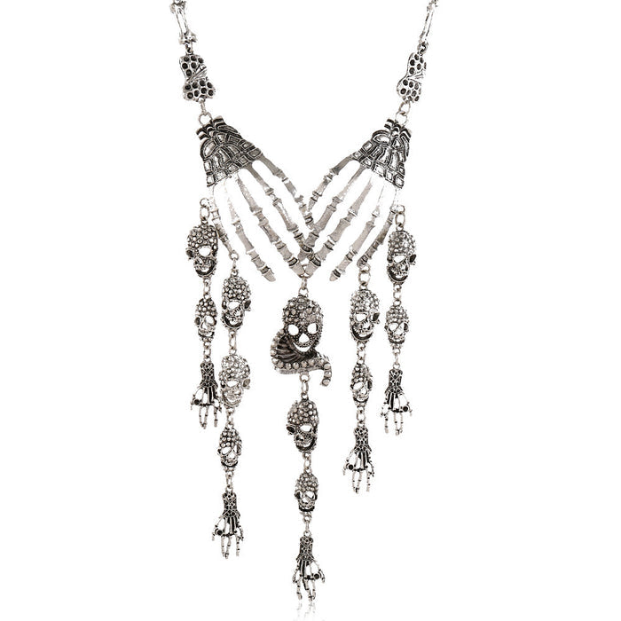 Exaggerated Jewelry Fashion Big Name Skull Claw Skull Tassel Necklace New Jewelry
