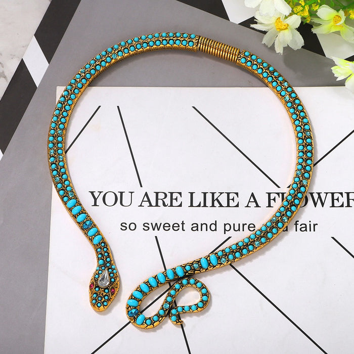 Exaggerated Snake Collar Statement Necklace