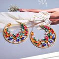 Fashion Earrings Round Color Diamond Exaggerated Jewelry