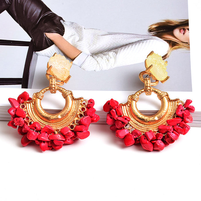 Fashion Earrings ZA Exaggerated Stone Color Jewelry