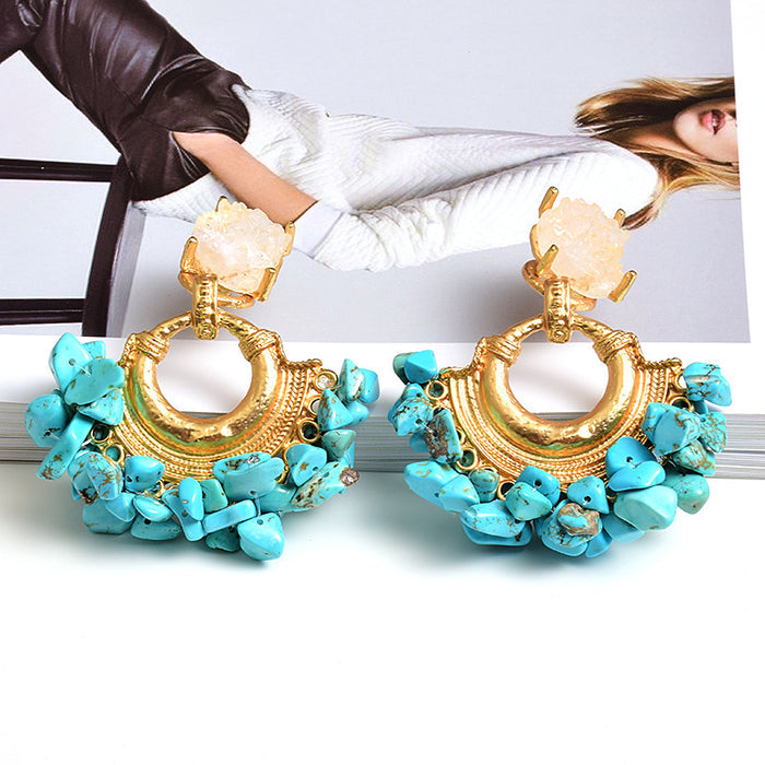 Fashion Earrings ZA Exaggerated Stone Color Jewelry