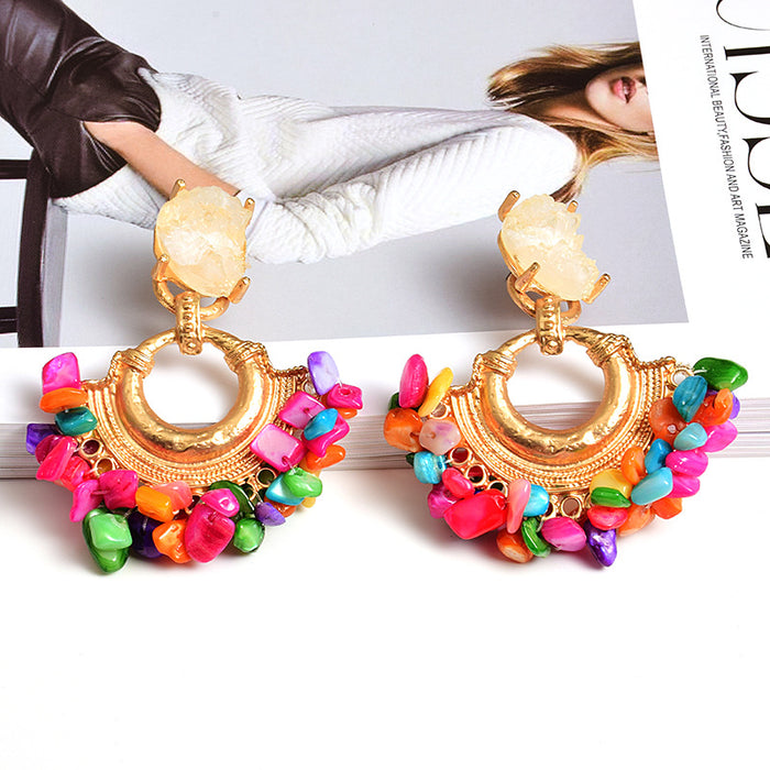 Fashion Earrings ZA Exaggerated Stone Color Jewelry