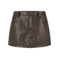 Faux Leather Mini Skirt High Waist Slimming Anti-Flash Streetwear