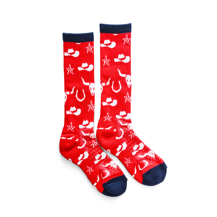 Get Western Red/ Navy Performance Boot Socks
