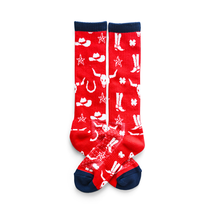Get Western Red/ Navy Performance Boot Socks