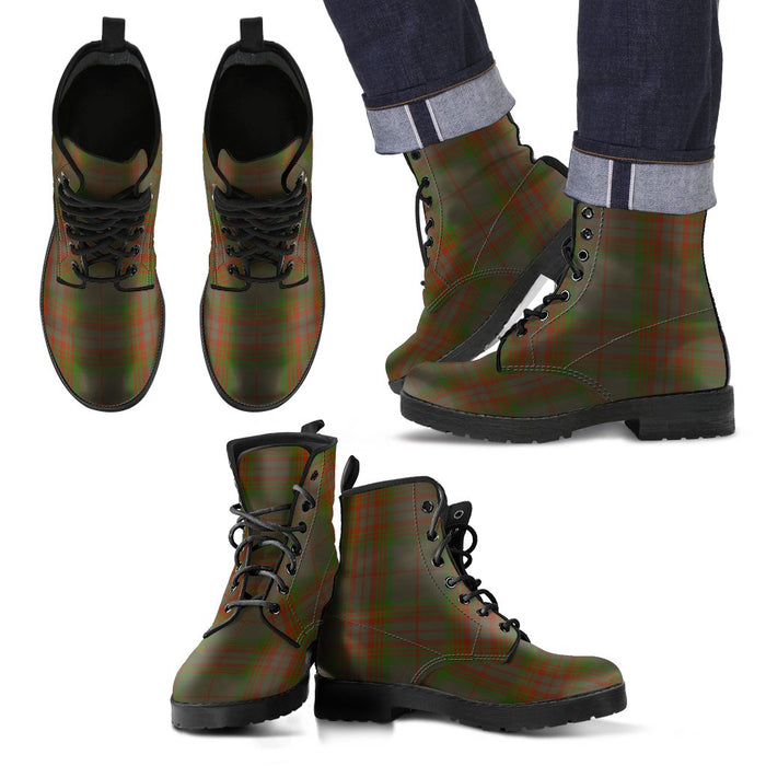 Gray Tartan Leather Boots Footwear Shoes