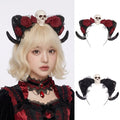 Halloween Dark Horn Headband Skull Devil Hair Accessory Red Rose Gothic Style Party Costume