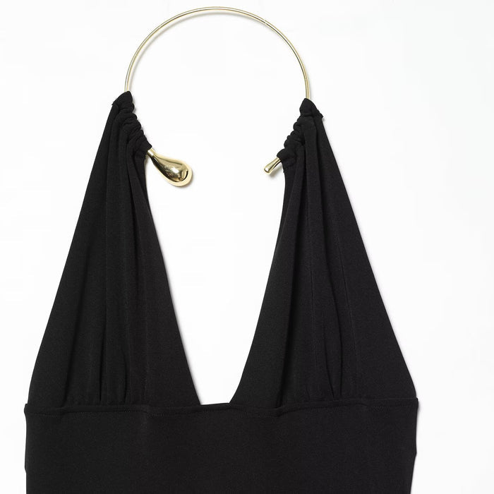 Hanging neck and tied neck women's dress