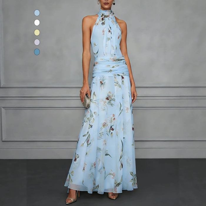 Hanging neck printed dress