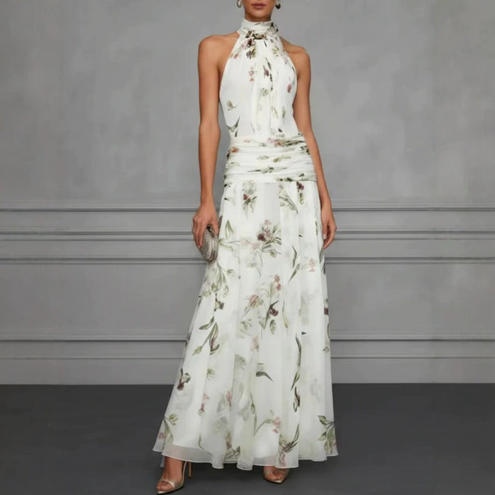 Hanging neck printed dress