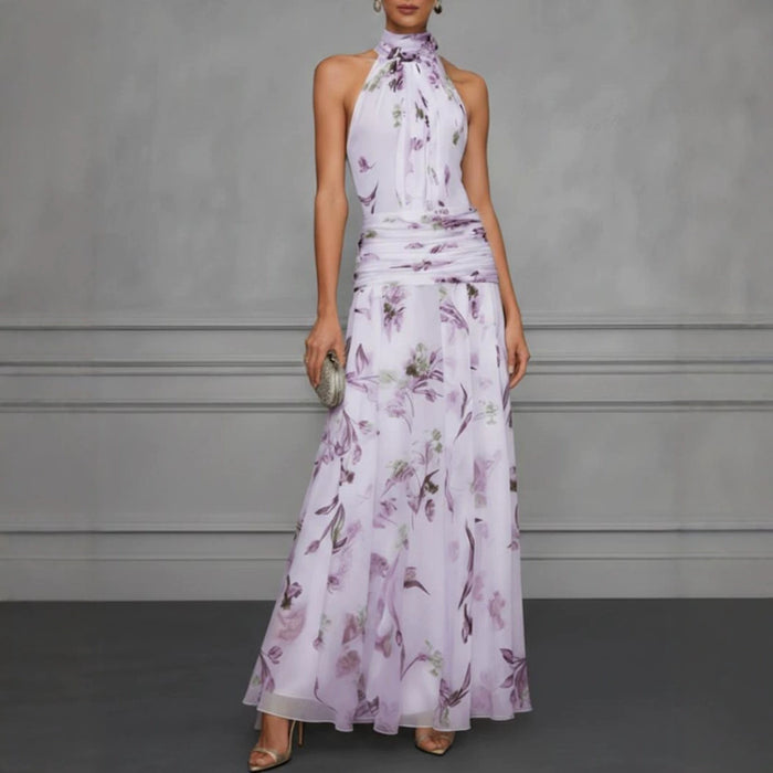 Hanging neck printed dress