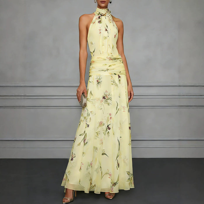 Hanging neck printed dress