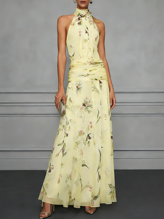 Hanging neck printed dress