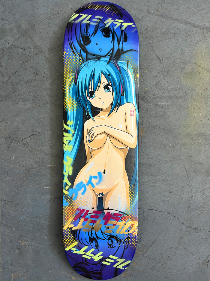 hatsune 8.25 X 32.25 BEAUTIFUL BLUE GRADIENT MIXED PROCESS SIGNED 1 of 1