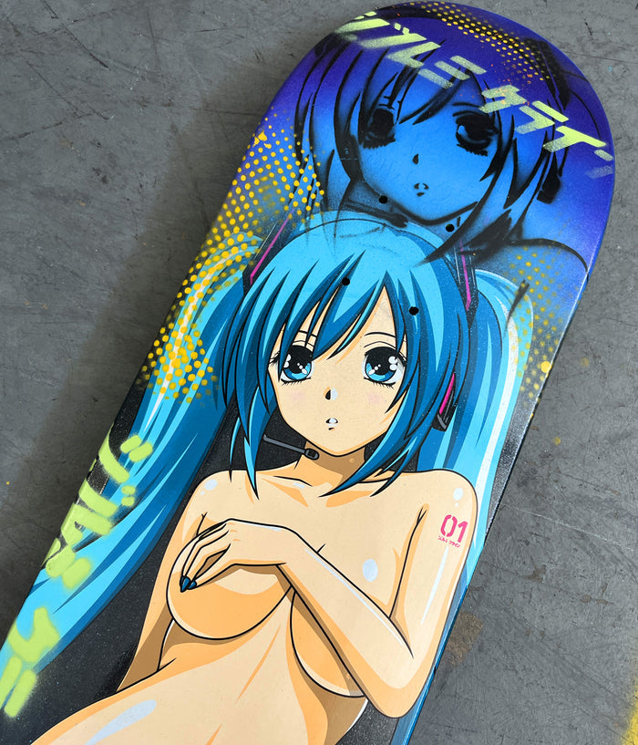 hatsune 8.25 X 32.25 BEAUTIFUL BLUE GRADIENT MIXED PROCESS SIGNED 1 of 1
