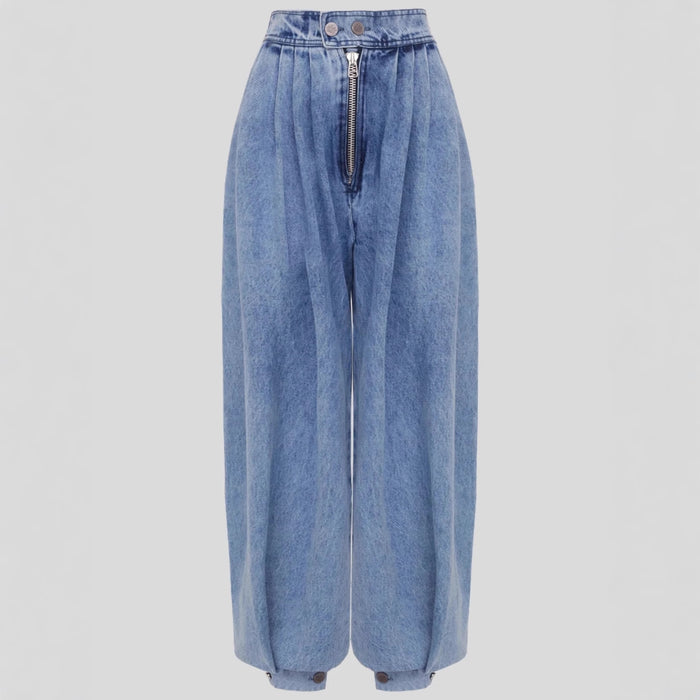 High waisted zipper leg tied jeans for women