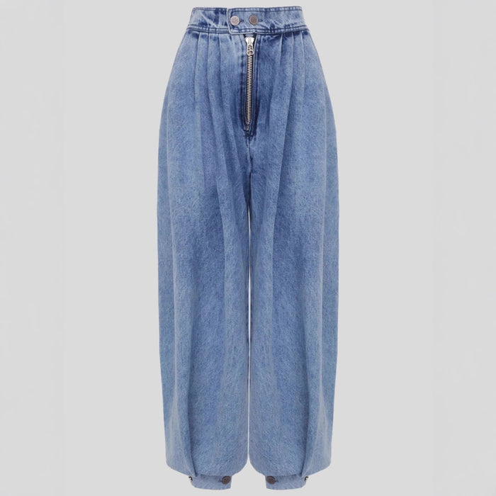 High waisted zipper leg tied jeans for women
