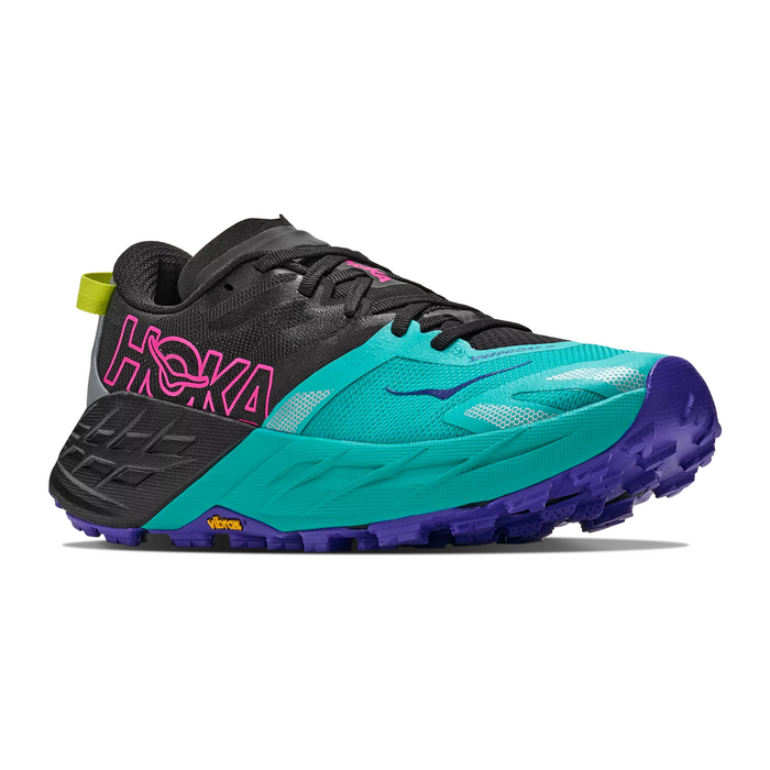 Hoka Speedgoat 7 Trail Running Shoe (Women) - Black/Electric Aqua Athletic - Running - Trail - The Heel Shoe Fitters