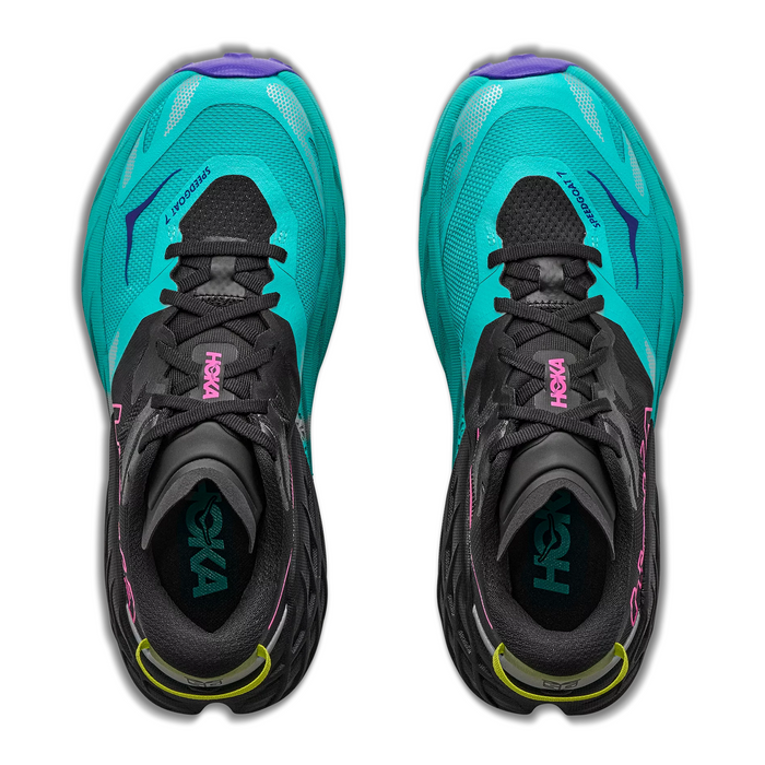 Hoka Speedgoat 7 Trail Running Shoe (Women) - Black/Electric Aqua Athletic - Running - Trail - The Heel Shoe Fitters