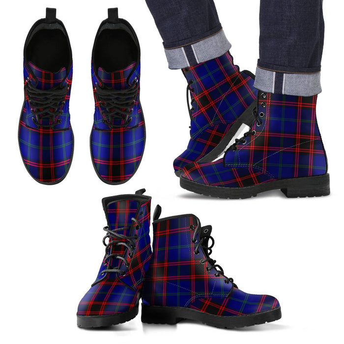 Home Modern Tartan Leather Boots Footwear Shoes